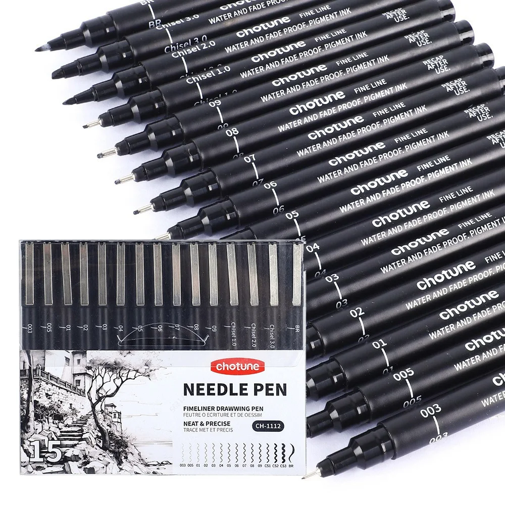 Black Micro Pens,15 Sizes,Wate - огляд і ціна Correction Pen Fine